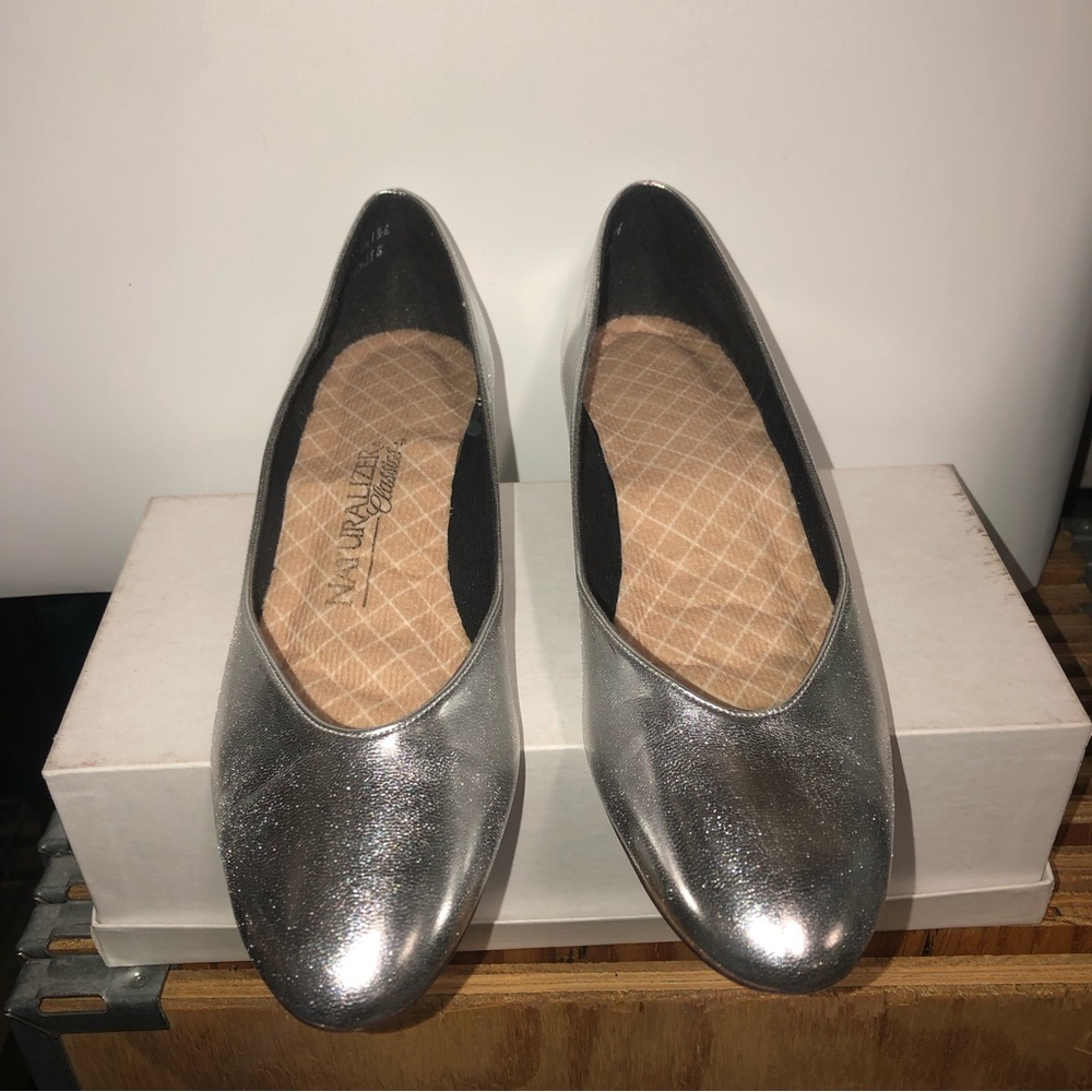Silver ballerina, wedge, slip on shoes by neutralizer 9M